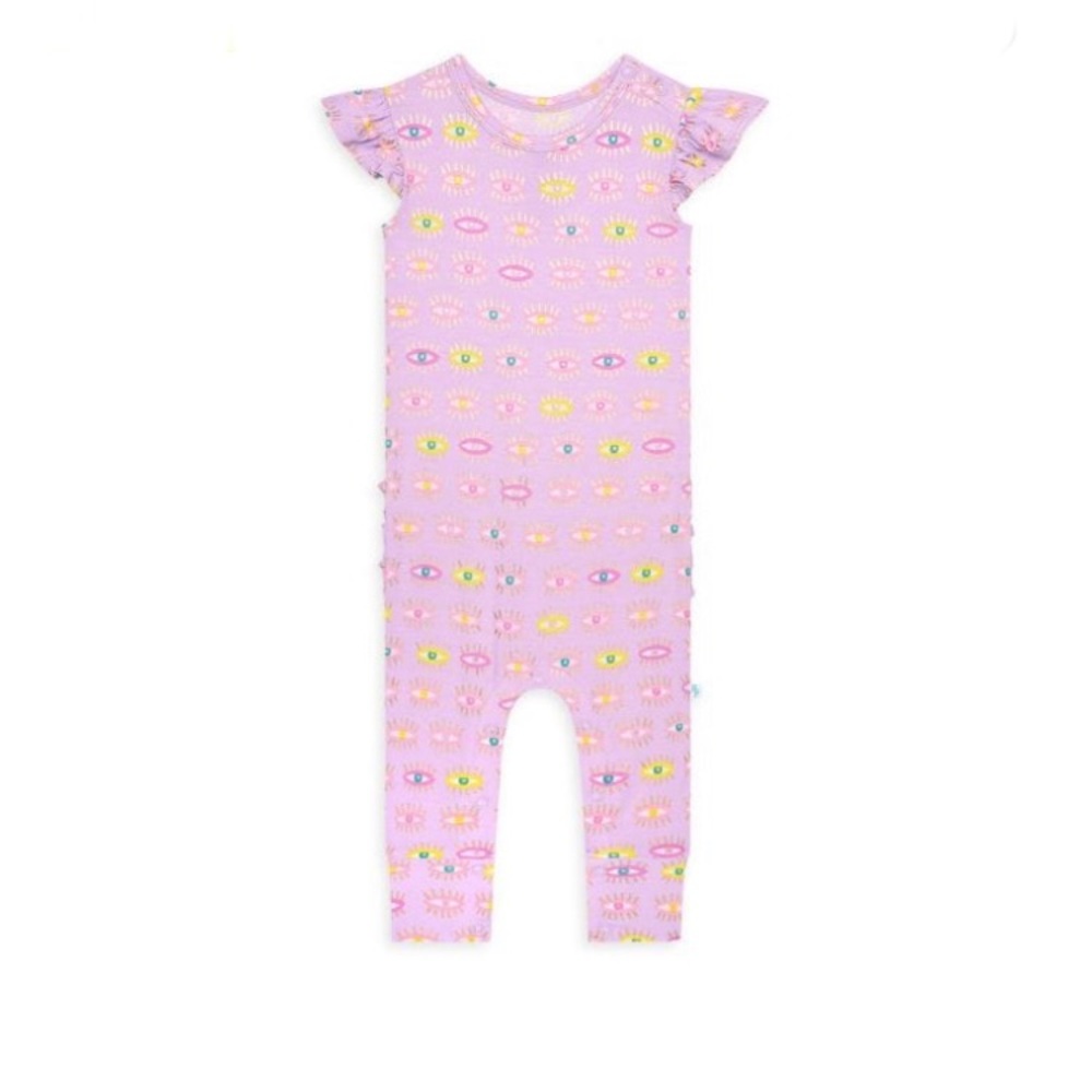 Posh Peanut Baby Girl's Cleo Ruffled Cap Sleeved Romper-9/12M